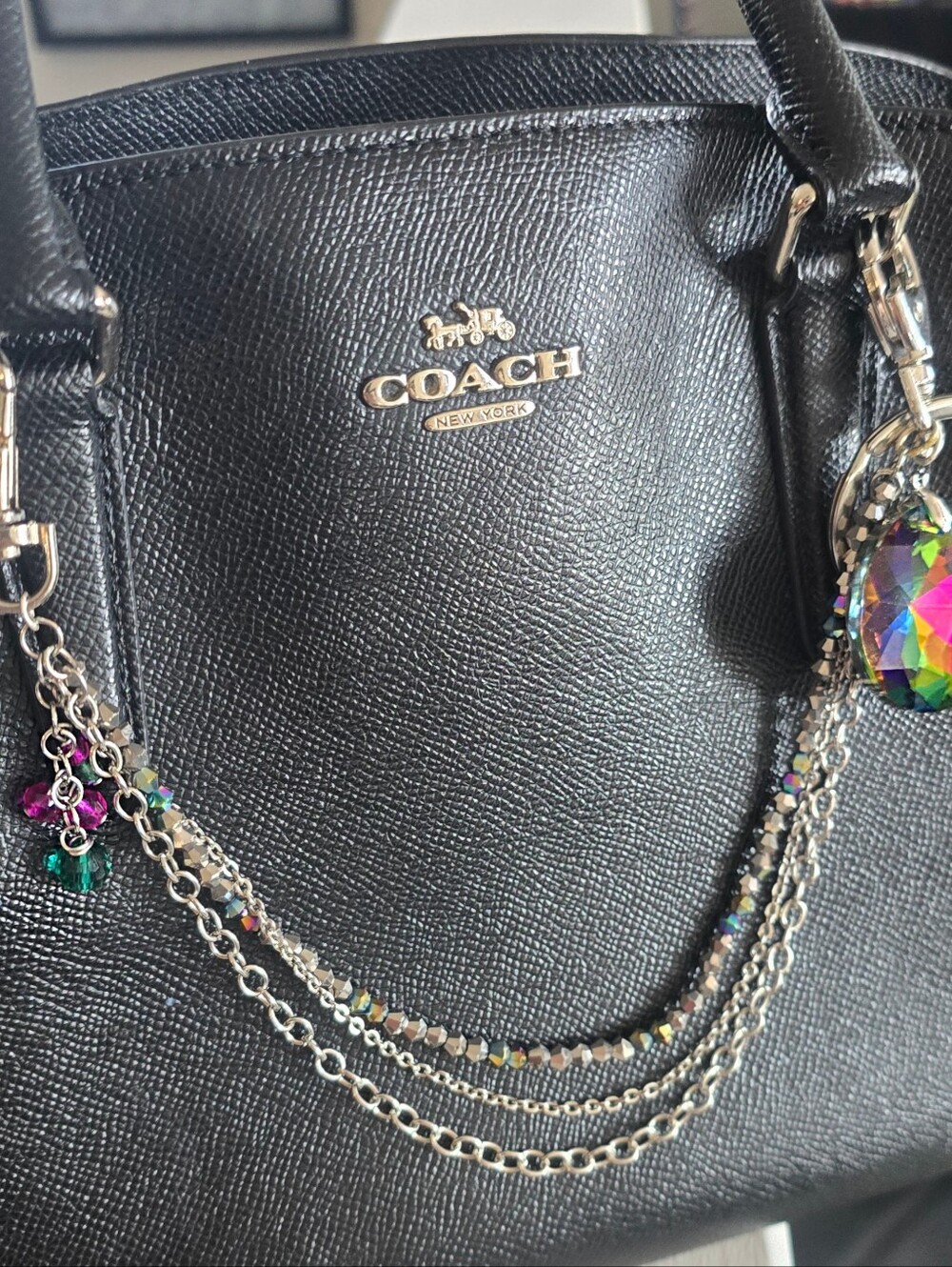 Faceted Rainbow Crystal Purse Chain Bag Charm, Belt Chain, Keychain, Sparkly - Picture 3 of 6